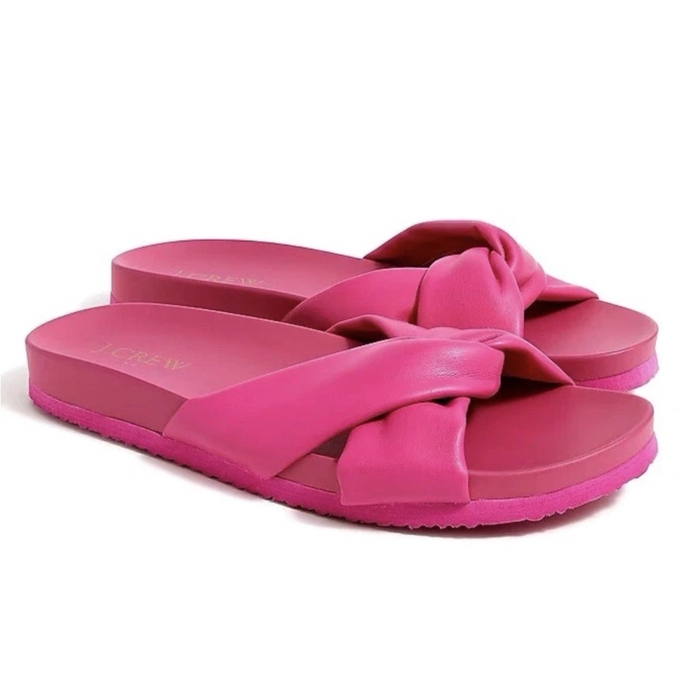J. Crew Flashback Crossover Pink Pool Slide Sandals Size 7